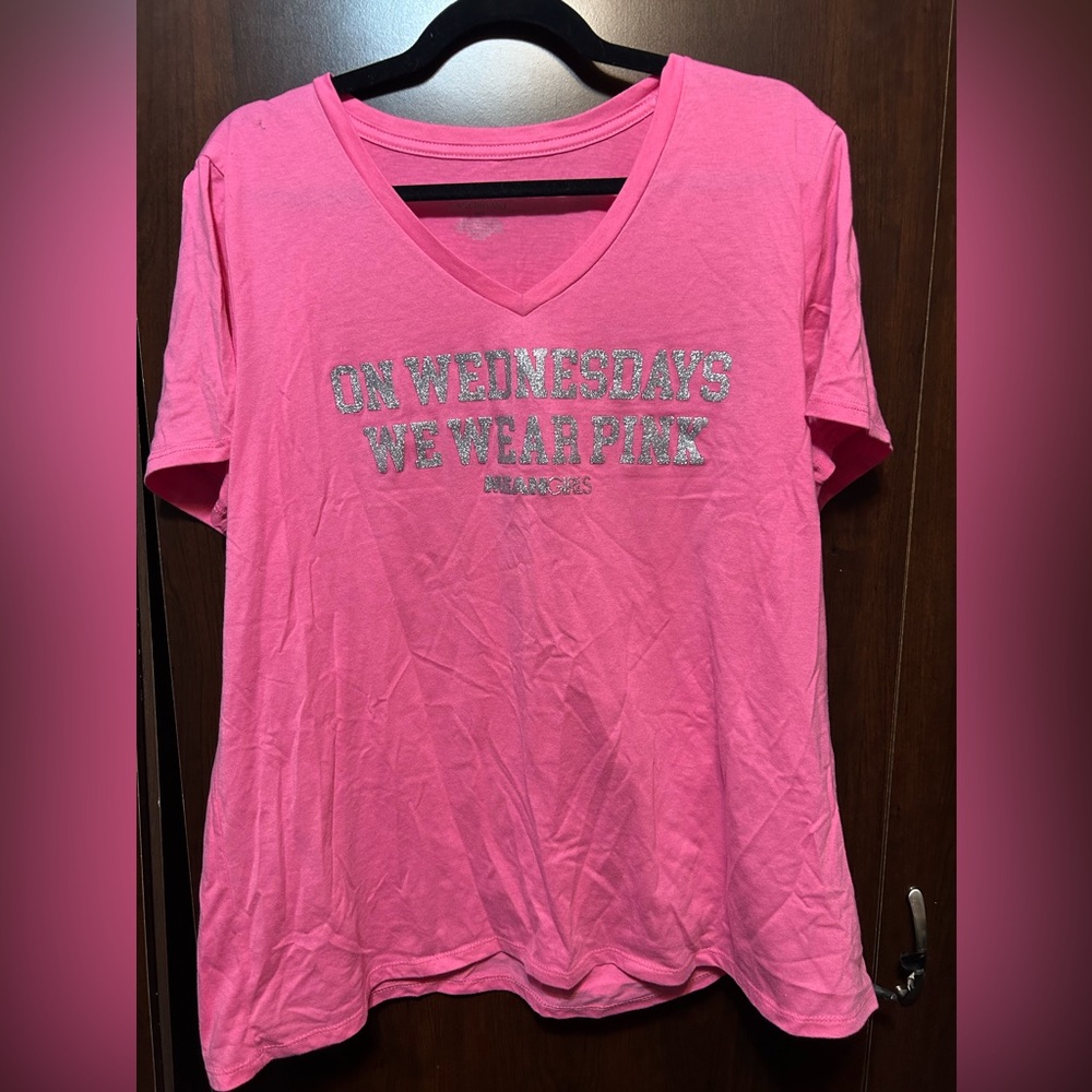 Lane Bryant Pink Graphic V-Neck Tee